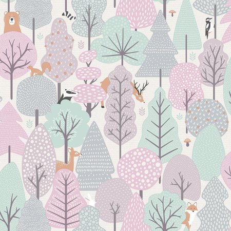 MANHATTAN COMFORT Jackson Quillen Pink Forest 33 ft L X 209 in W Wallpaper BR4060-51603